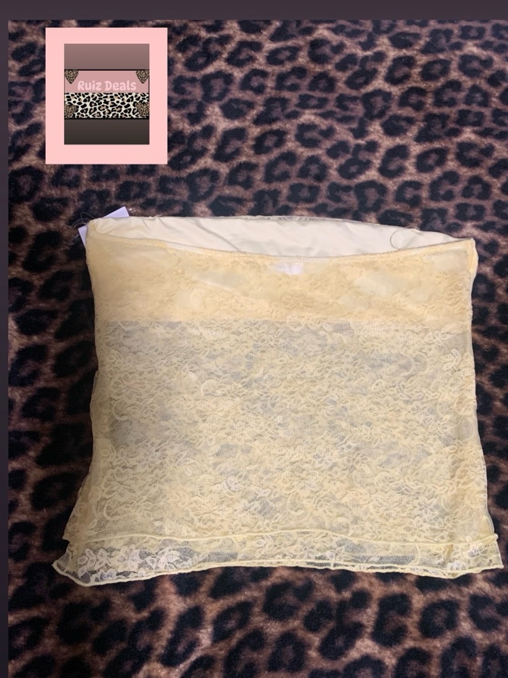 Lace Strapless Bandeau Top in Pale Yellow - Picture 2 of 4